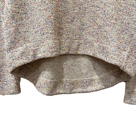 Lou & Grey LOFT Knit Top Medium Textured Pullover Cream Multi-Colored High Low - Picture 3 of 8